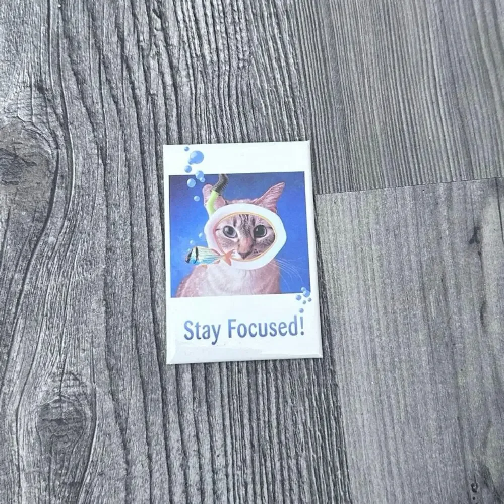 funny vintage y2k stay focused cat magnet